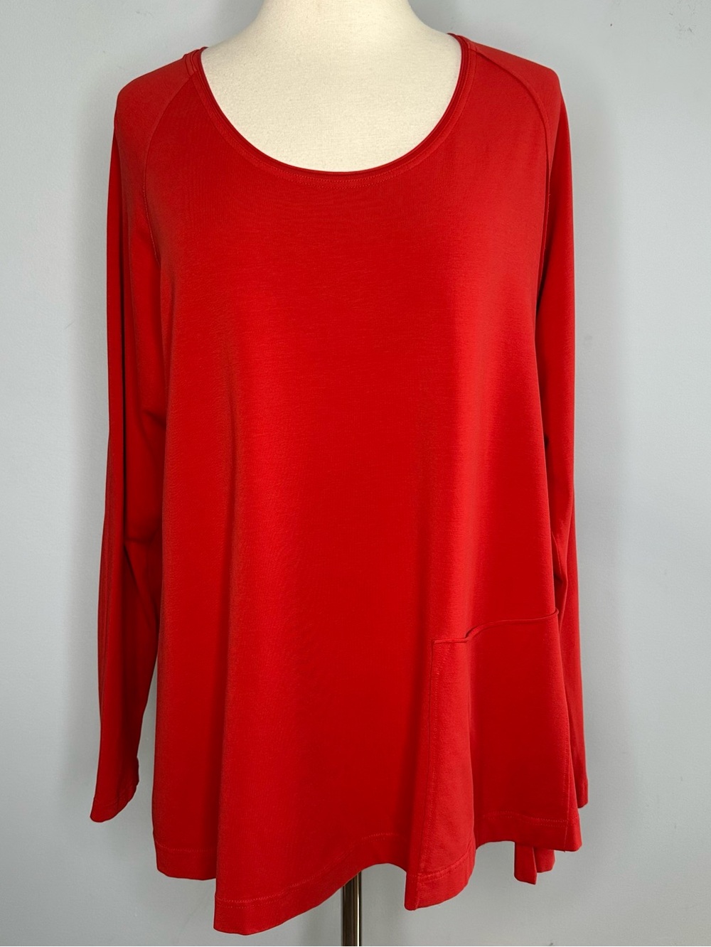 Ischiko By Oska Women’s Red Stretch Cotton Asymmetrical Jersey Tunic Top 2, 8/10